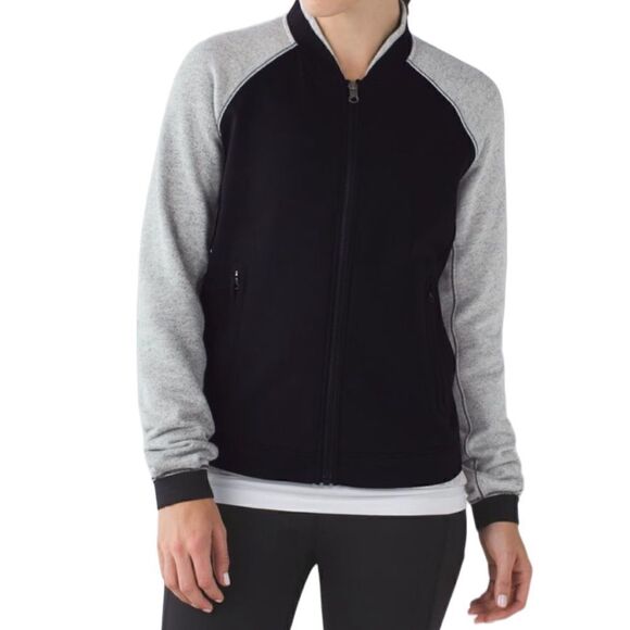 Lululemon Var-City Bomber Jacket Black / Heathered Black 8 - Picture 1 of 5